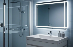 Rectangular LED bathroom mirror